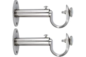 MERIVILLE Set of 2 Satin Nickel Zinc Curtain Drapery Rod Bracket for 1" Rod, Adjustable