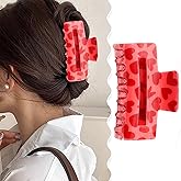 Valentine's Day Hair Claw Clips Red Heart Hair Clip for Women Girls Plastic Hair Clamps Romantic Love Hair Accessories for Valentine Gift, Strong Hold Non-Slip Jaw Clips Party Decor Daily Wear
