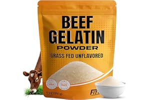 FIT LANE NUTRITION Beef Gelatin Powder 6 oz - Grass-Fed, Unflavored, Non-GMO - Premium Thickening Agent for Cooking & Baking - Perfect for Gummy Candy, Marshmallows and Sauces.