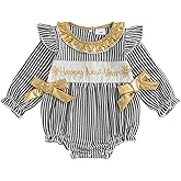 My First New Years Baby Girl Outfit Happy New Year Onesie Long Sleeve Bubble Romper Newborn Girl Outfits Clothes