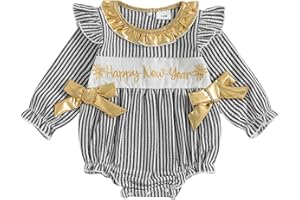 CITGEETT My First New Years Baby Girl Outfit Happy New Year Onesie Long Sleeve Bubble Romper Newborn Girl Outfits Clothes