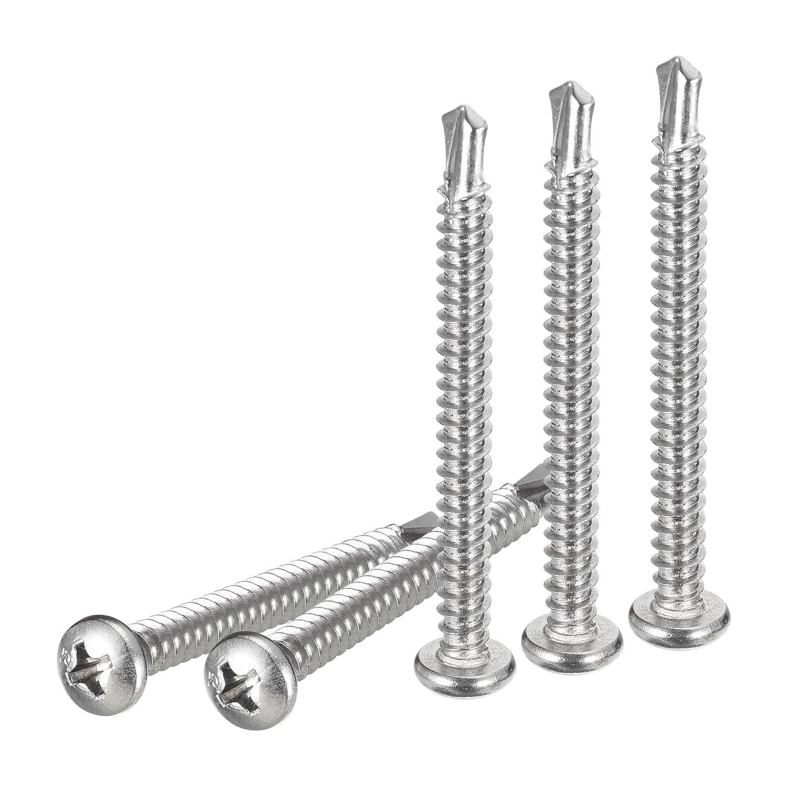 DTGN #10x2" Pan Head Self Drilling Screws - 50Pack - 410 Stainless Steel Phillips Drive Self Tapping Sheet Metal Screws — image 1