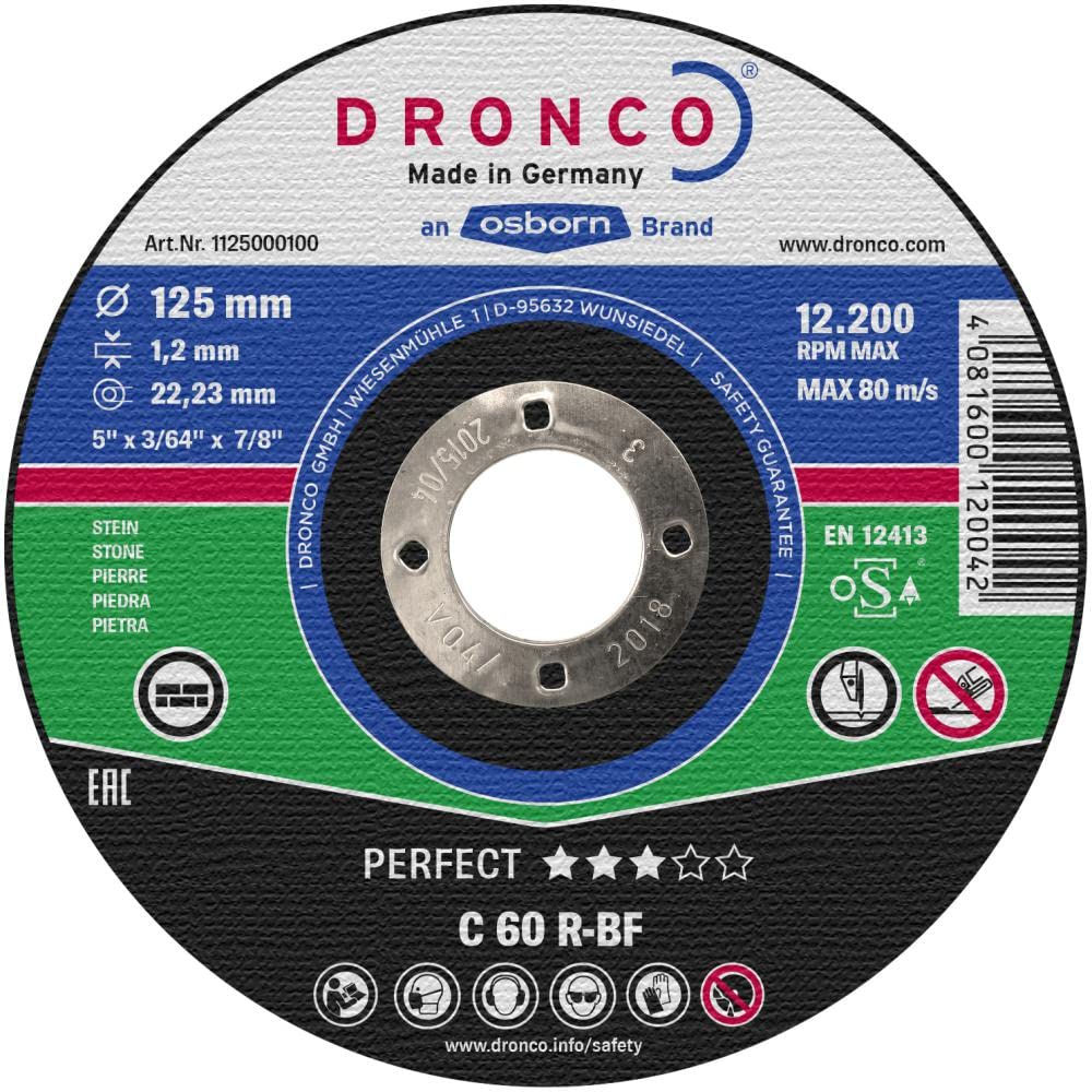 DRONCO C60R-115 - Disco de corte piedra C 60/C 46 R Perfect Express, 115 x 1,2 mm