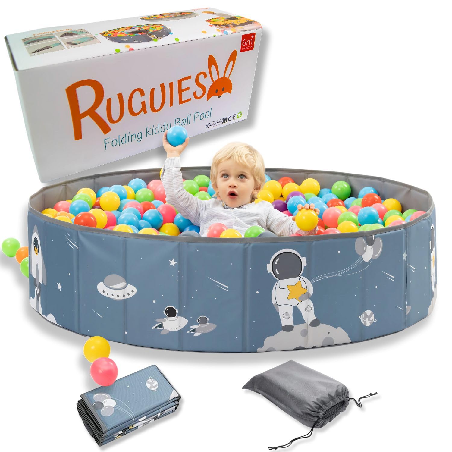 RUGUIES-Ball Pit for Baby- Baby Ball Pit- Kids' Ball Pits- Portable and Folding Ball Pool- Big Toddler Ball Pit- For indoor and Outdoor- (Balls not included). (SPACE, 47.2x11.8")