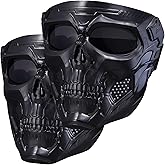 Skull Airsoft Mask Spooky Skull Full Face Mask with Goggles Impact Resistant Army Fans Supplies Tactical Mask for Halloween Paintball Game Movie Props Party and Racing Cos Mask CS Wargame