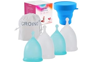 Croing 4pcs Menstrual Cup with 1 pc Sterilize Cup,Menstrual Cup Holder, Storing Period Cup(Blue and White)