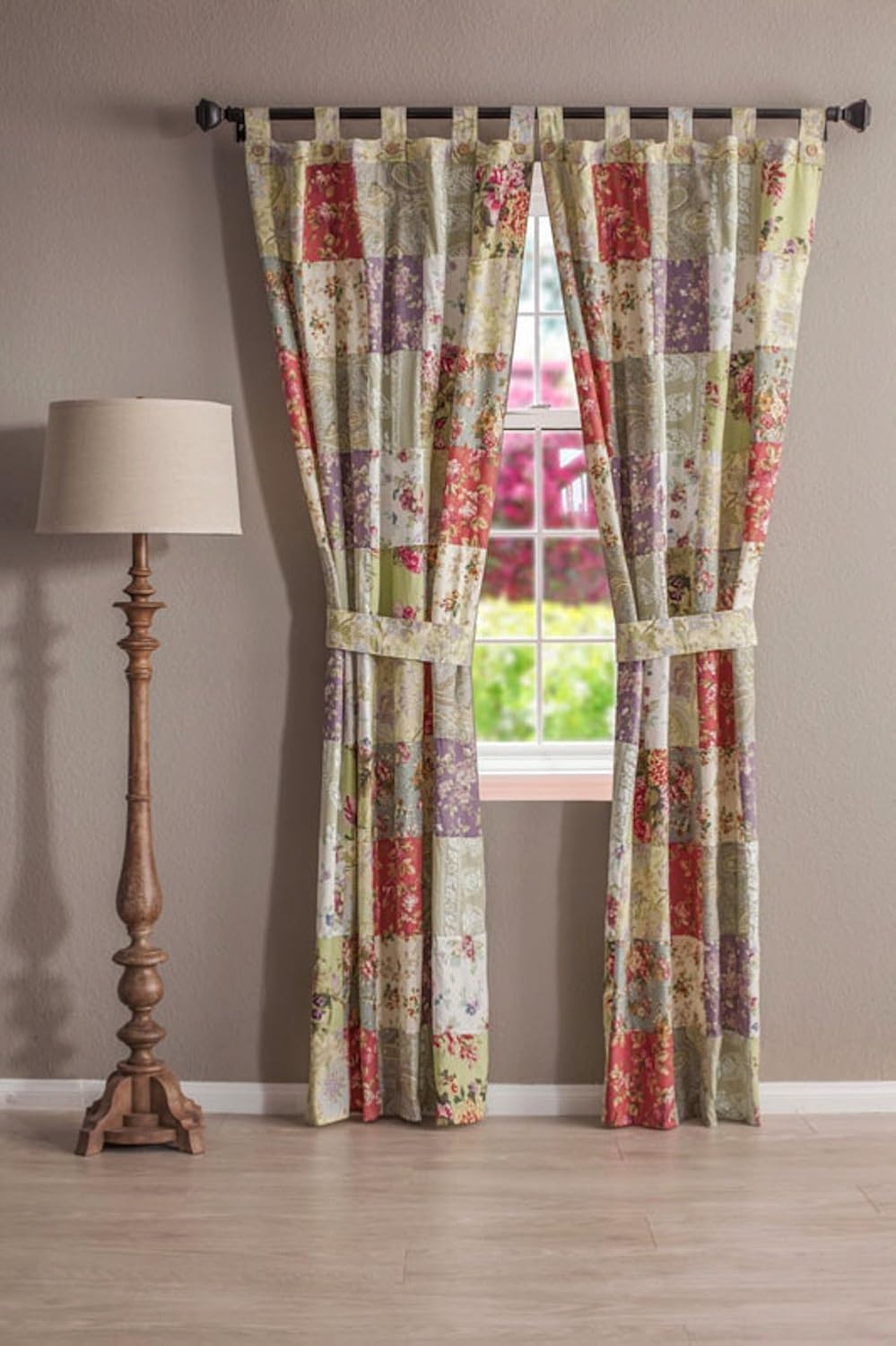 Greenland Home Fashions Blooming Prairie Patchwork Tab Top Drapery Pair 84