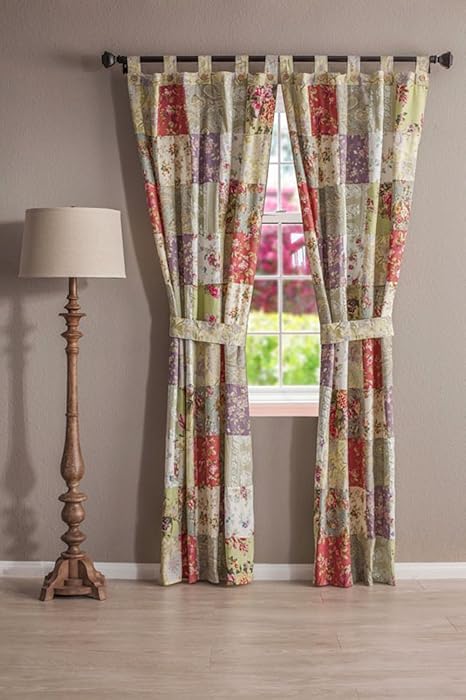 Greenland Home Fashions Blooming Prairie Patchwork Tab Top Drapery Pair 84