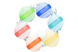 6 PCS Reusable Water Balloons, Water Balloons Quick Fill, Self Sealing Water Balloon, Non-Magnetic, Soft Silicone, Waterboms 