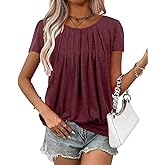 VahRuta Women's Short Sleeve Tunic Tops Scoop Neck Banded Bottom Summer T Shirt for Leggings