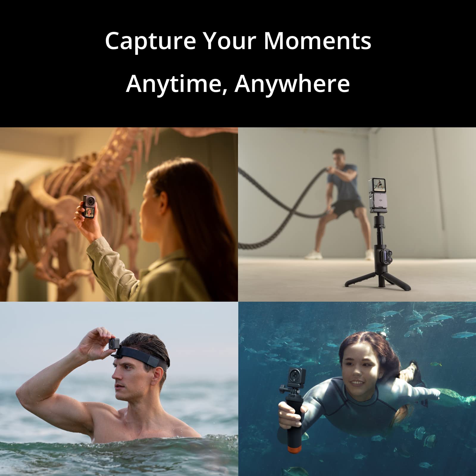 DJI Action 2 Dual-Screen Combo (128GB), Action Camera 4K + Dual OLED Touchscreens, 4K/120fps & 155° FOV, Magnetic Attachments, Stabilization Technology, Mini Action Camera