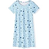 Arshiner Girls Nightgowns Summer Soft Cute Cartoon Print Pajama Sleep Dress for Kids 4-12 Years