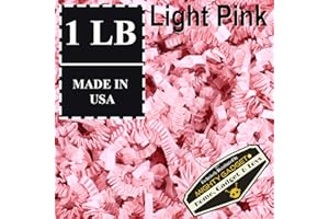 Mighty Gadget 1 Lb (16 oz) Crinkle Shredded Filler Paper Light Pink Pastel Color for Basket Filling, Gift Box Stuffing, Confetti, Packaging