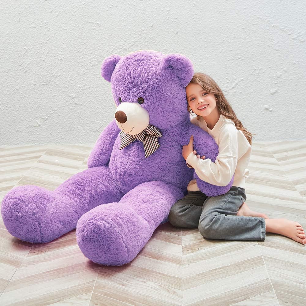 MaoGoLan 55 Inch Giant Teddy Bears Big Cute Plush Teddy Bear Huge Life Size Teddy Bear Large Stuffed Animal Toys for Girlfriend Children Purple: Toys & Games