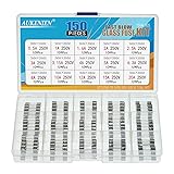 AUKENIEN Fast Blow Glass Fuses Kit 15 Value 150 Pcs
