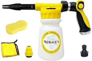 MOSIKEN Car Wash Foam Gun Sprayer with Washing Sponge & Absorbent Towel, Car Wash Kit, Spray Foam Cannon Cleaner, Snow Foam Blaster for Car/Garden Cleaning (Yellow)