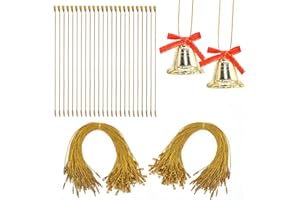 HDST-HOME 500 Pieces Ornament Hangers Snap Fasteners Lock String Tags Hanger Polyester Ropes for Christmas Valentine's Day Party Hanging Decor Hanging Decorations (Golden)