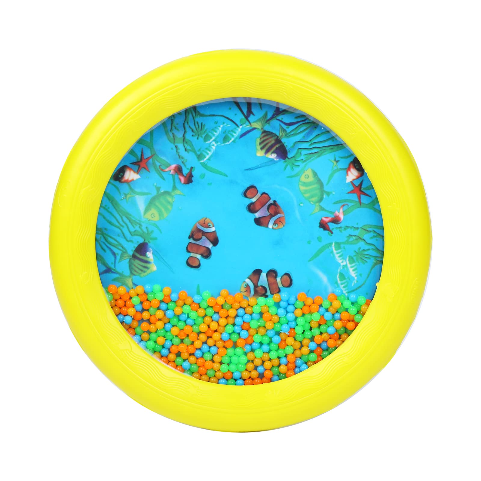 Musfunny Ocean Drum Toys for Baby: Wave Drum Gentle Sea Sound Bead Drum Music Gift - Sea Drum Musical Educational Tool for Kid Child Toddlers (Yellow)