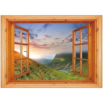 Amazon Com 3d Depth Illusion Vinyl Wall Decal Sticker Mountain