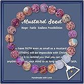 LINY Nature Stone Beads Mustard Seed Bracelet Charm Jewelry, Mustard Seed of Faith Gifts for Friend, Sister, Wife, Daughter, Niece