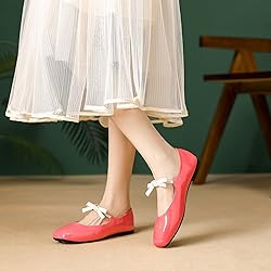 Hee grand Bowknot Mary Jane Flats for Women Shiny