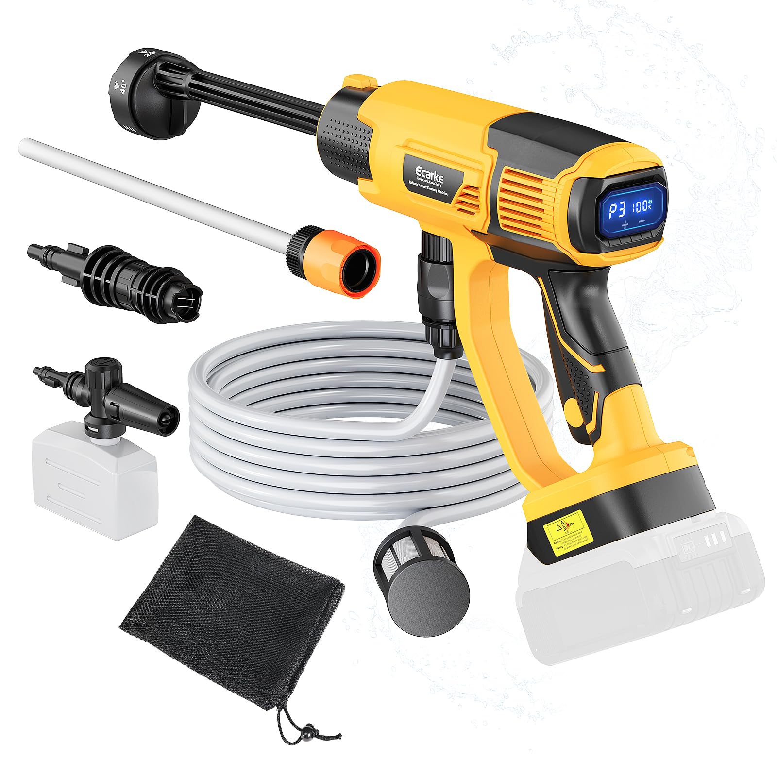 Photo 1 of Cordless Pressure Washer Compatible with DeWalt 20V Battery, Ecarke 800 PSI Portable Handheld Power Washer with 6-in-1 Nozzle Foam Cannon for Car Floor Fence Wall Cleaning (Tool only)