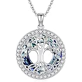 Accver Tree of Life Pendant with Crystal Necklace- Women Jewelry 925 Sterling Silver, Jewelry gift for her, Girlfriend, Wife, Mom on Birthday, Anniversary