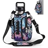 icolor Magnetic Gym Bag Water Bottle Carrier Holder with Phone Pockets & Shoulder Strap,Gym Magnetic Bag 5 Built-in Magnets Gym Accessories Organizer Sling Bottle Bag Pouch Sleeve