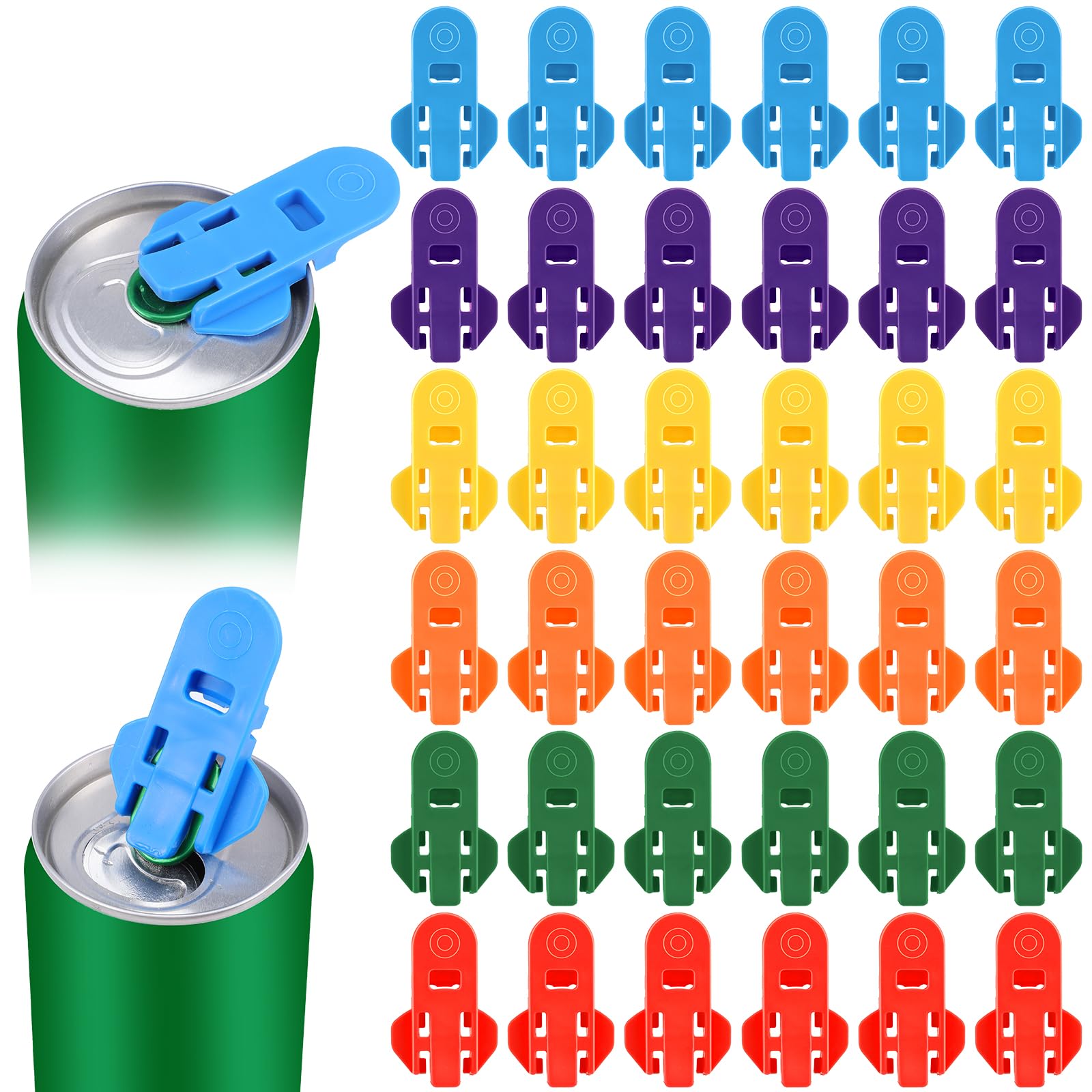 Photo 1 of 24 Pcs Manual Easy Can Opener Colorful Drink Can Protector Cap Leakproof Soda Top Ring Opener Tool Premium Plastic Shields Prevent Dust Can Openers for Pop Coke Beer Soda Drink Aluminum Beverage (36)