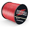 Dorisea Extreme Braid 100% Pe Red Braided Fishing Line 109Yards-2187Yards 6-550Lb Test Fishing Wire Fishing String Superline