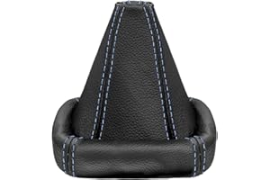 L & P Car Design Shift Boot Cover - Genuine Leather, Black Blue Stitch, Fits VW Passat, Polo, Golf 2 & 3, Jetta 2 & 3 Manual