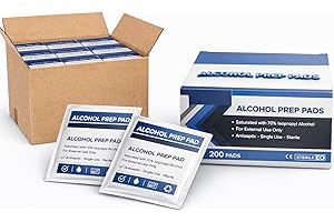 200pcs - Pro Alcohol Prep Pads, Individually Wrapped, 2-Ply - 70% Isopropyl Alcohol, 200 Pads/Box - 200 Wipes - 1 Pack of 200