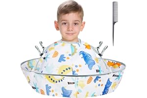 Lictin Haircut Capes Umbrella for Kids - Hair Cutting Haircut Cape Kids Waterproof Foldable Adjustment, Hairdressing Umbrella Cape Apron, Dinosaur Theme
