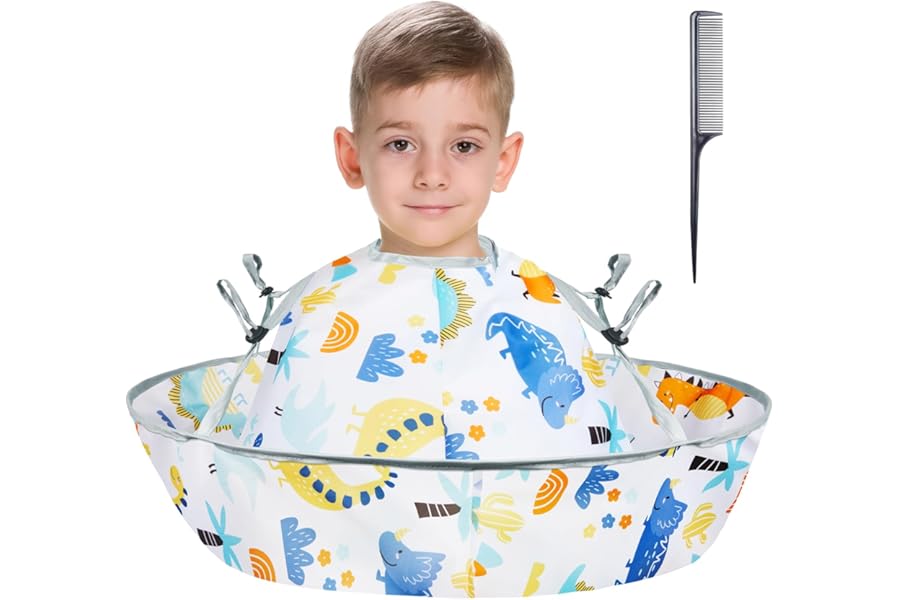 Lictin Haircut Capes Umbrella for Kids – Hair Cutting Haircut Cape Kids Waterproof Foldable Adjustment, Hairdressing Umbrella Cape Apron, Dinosaur Theme