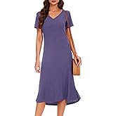 VOBCTY Women's Casual Short Sleeve Tshirt Dress Summer Side Split Loose V Neck Dresses