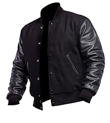 Mens Varsity Bomber Jacket - Black School Teen