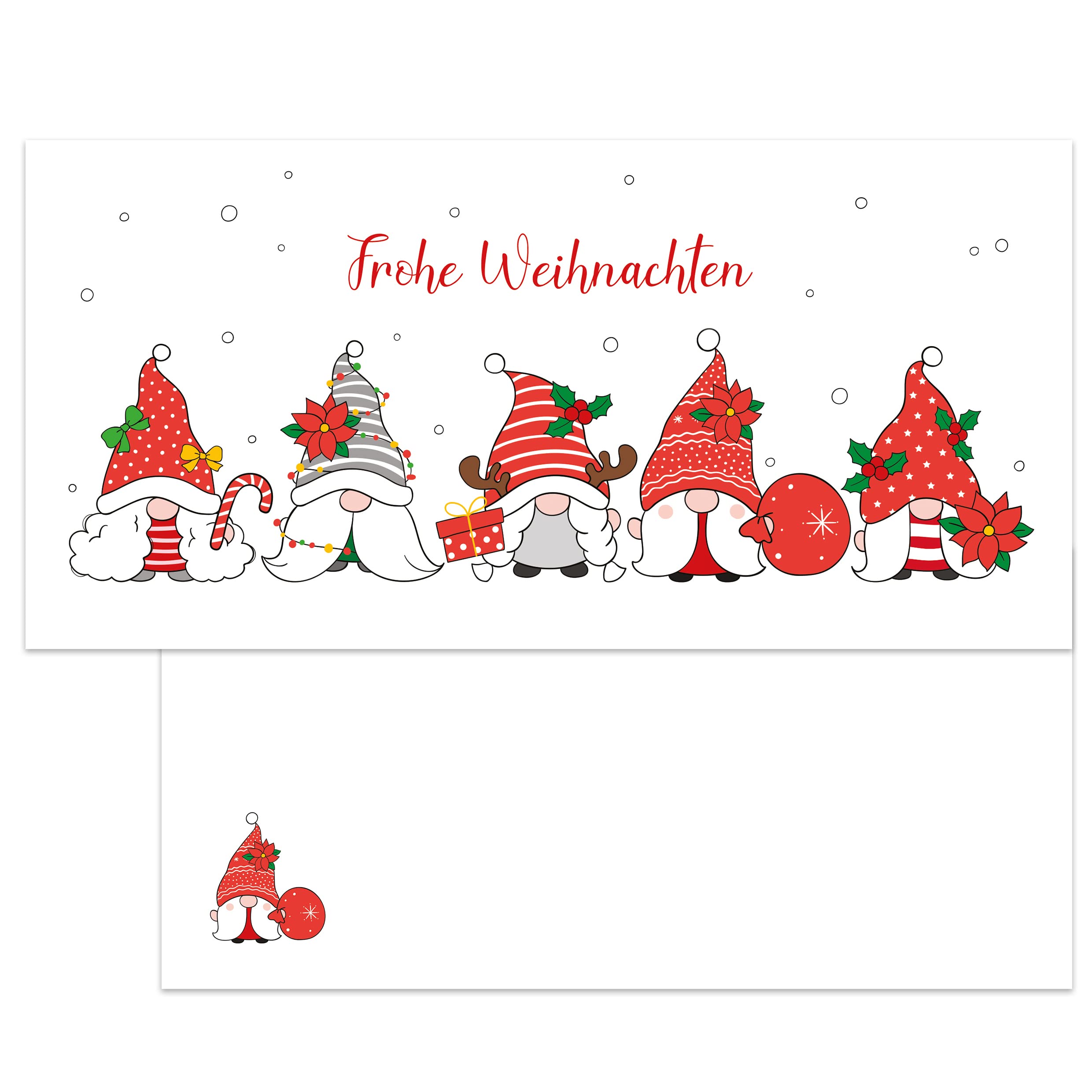 10 Christmas Cards Long 2 Sided Card Cards Business Elegant Stylish Shiny Made in Germany Merry Christmas Xmas Dwarf Modern Red Gift Christmas Greetings