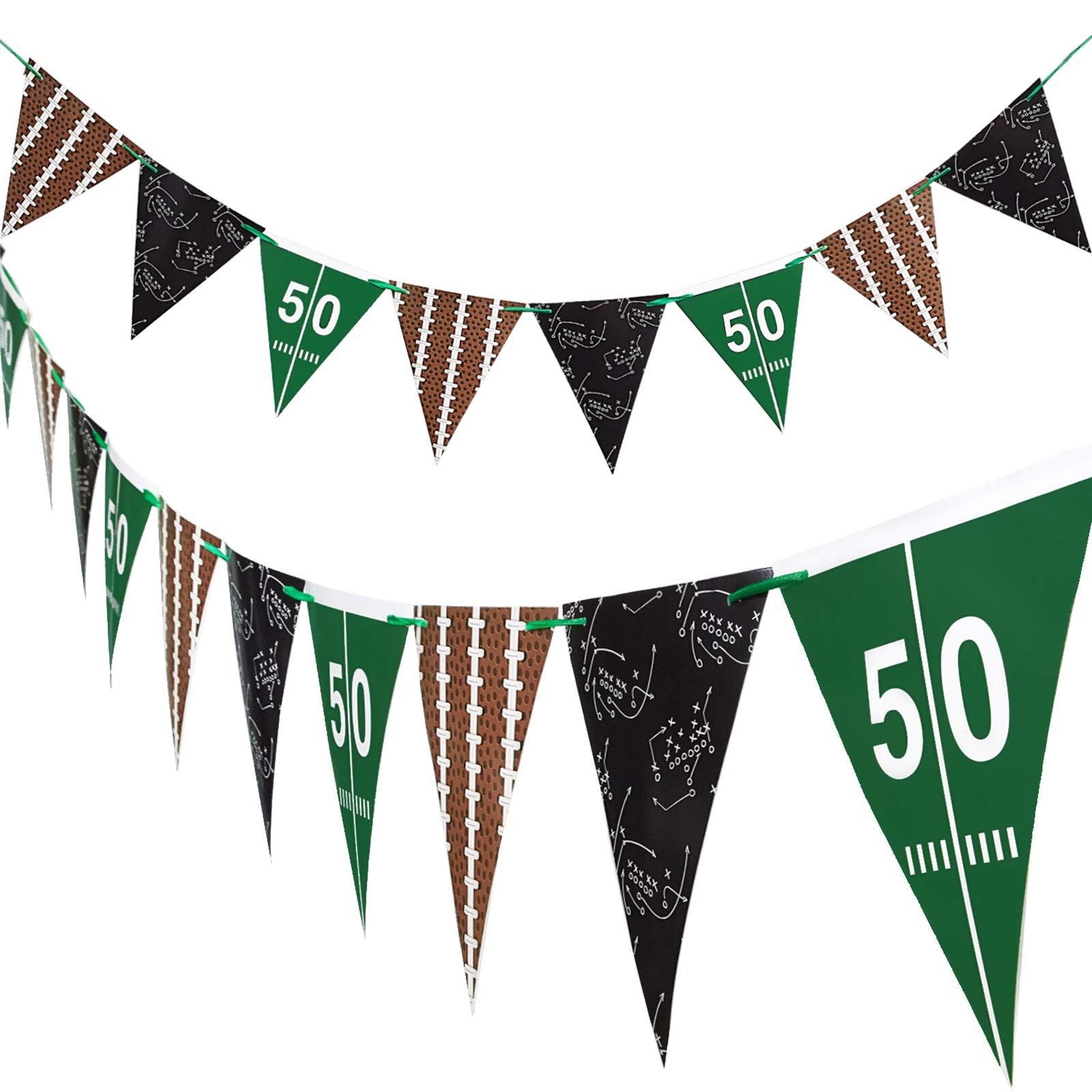 Photo 1 of 2 Pieces Football Pennant Banner American Football Theme String Flags Banners for Sports Party Decorations