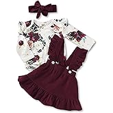 Kucnuzki Newborn Baby Girl Clothes Toddler Long Sleeve Ruffle Romper Top Infant Skirt Set Little Girl Overall Dress