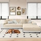 LINGKY Herringbone Chenille Sofa Cover 1 2 3 Seater Non-Slip Beige 70x150cm view 2