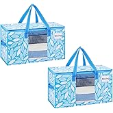 VENO 2 Pack Moving Bags, Storage Bins with lids, Packing Supplies for College, Alternative to Moving Boxes, Foldable, Heavy-Duty Tote (Spring Breeze, 2 Pack)