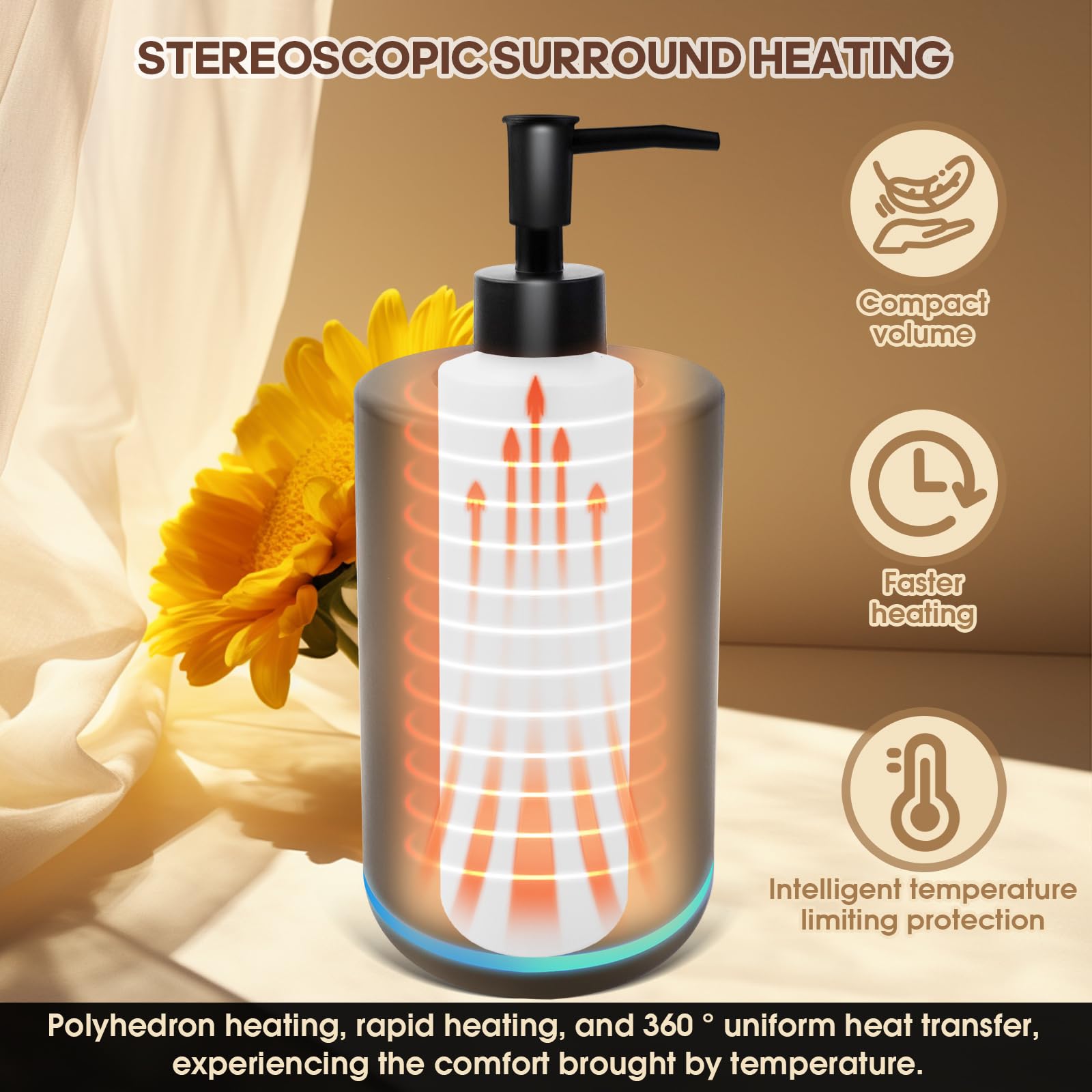 Oil Warmer for Massage, Massage Oil Warmer, Body Oils Heater for Spa, Salon and Barber Shops, with Two Oil Bottle Dispenser, Constant Temperature (Black)