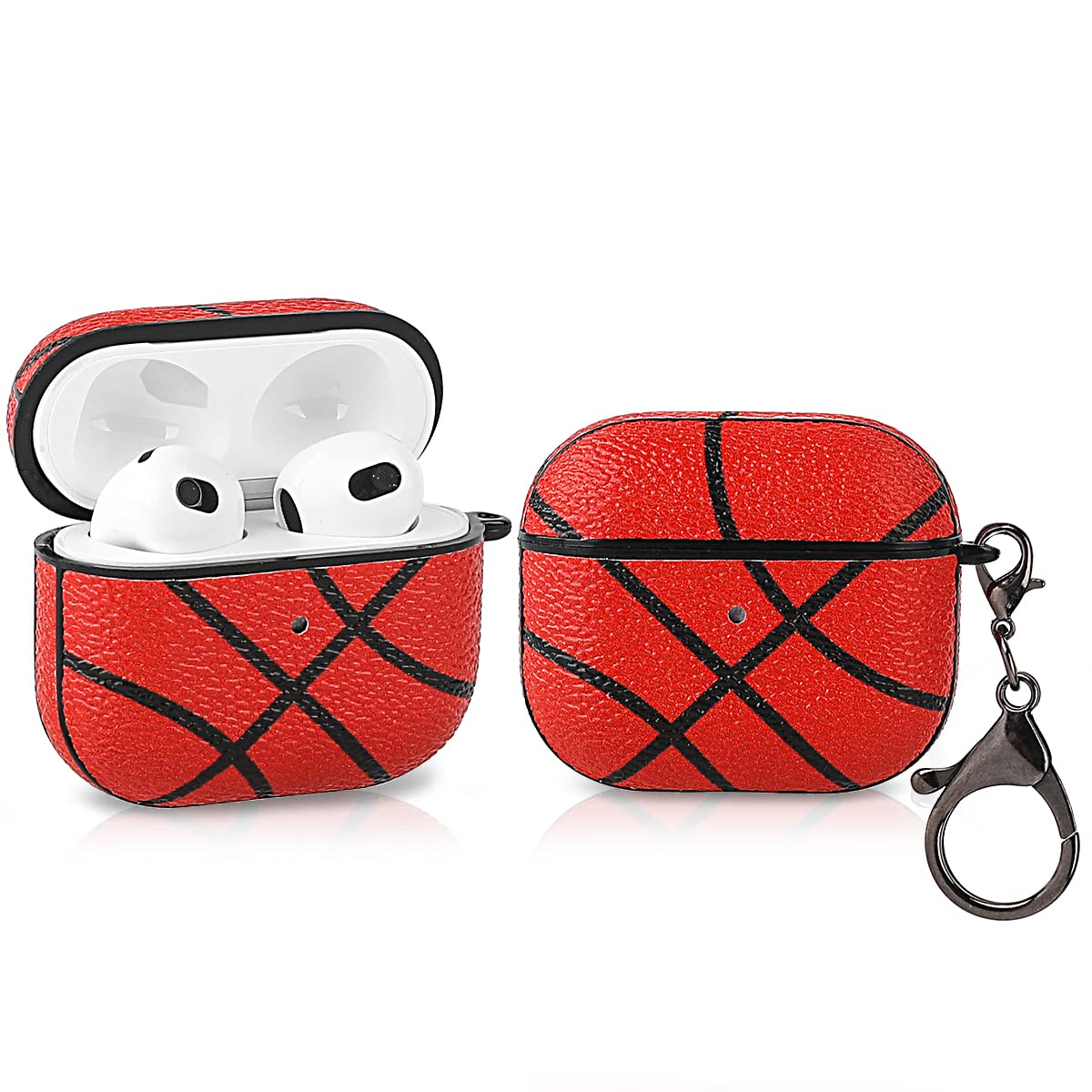 Derhom Airpods 3 Silicone Case Funny Cute Fashion Soft Cartoon Cover Skin Compatible for Apple Airpods 3 [Leather Series ][2021 Released] (Basketball)