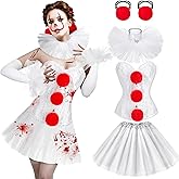 Berlune 13 Pcs Halloween Costume Clown Accessories for Women White Corset Clown Cuffs Neck Ruffle Collar for Halloween Party