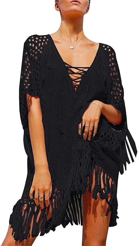 Mini Robes De Plage Grande Taille Tunique Pull Femme Col V Kimono