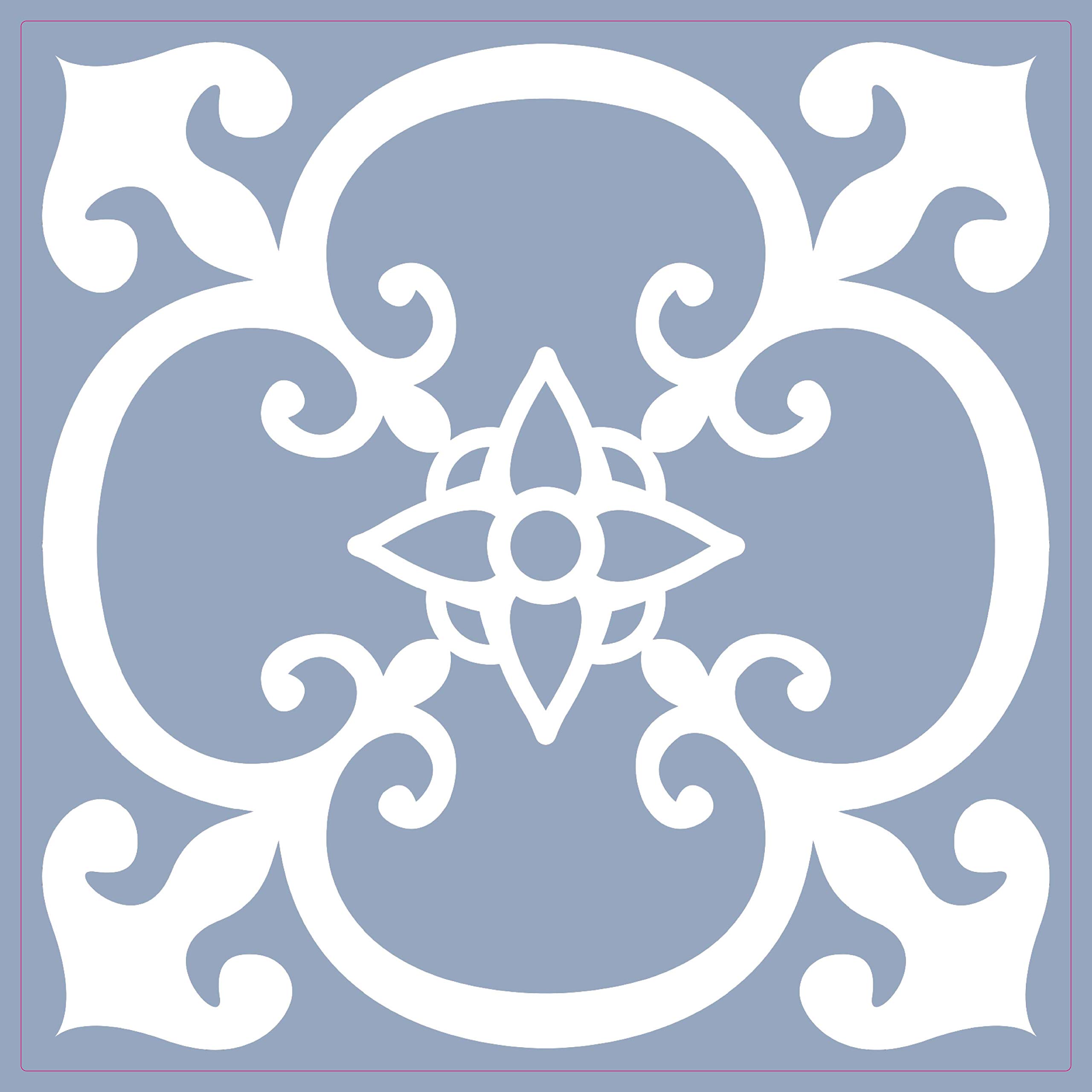 Blue Tile Stickers Victorian Morrocan Modern self Adhesive wall Art Decor transfers- Bathroom backsplash Kitchen splashbacks Floral Decals Peel and Stick (Blue 9 Modern, 6 inch) Pack of 10