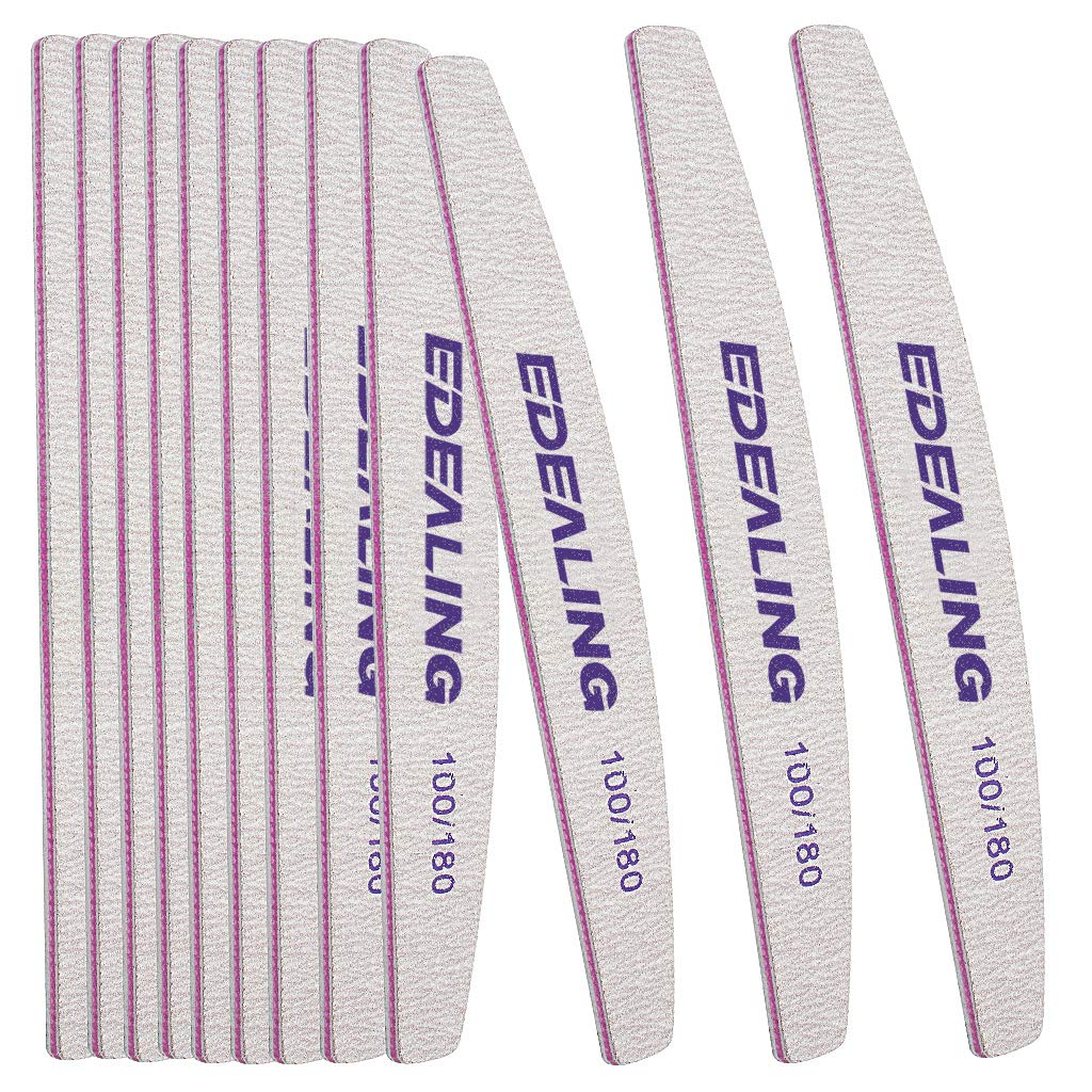 Edealing 12 Pack Professional Nail File Set Double-Sided 100/180 Grit Emery Board Manicure Tools For Nail Grooming and Styling : Beauty