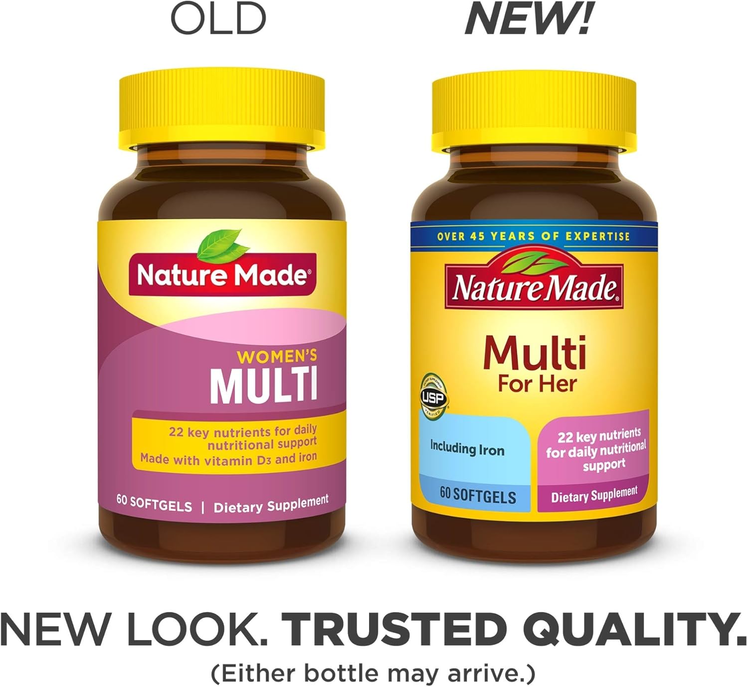 Nature Made Women's Multivitamin Softgels with Vitamin D3 and Iron, 60 Count (Packaging May Vary): Health & Personal Care