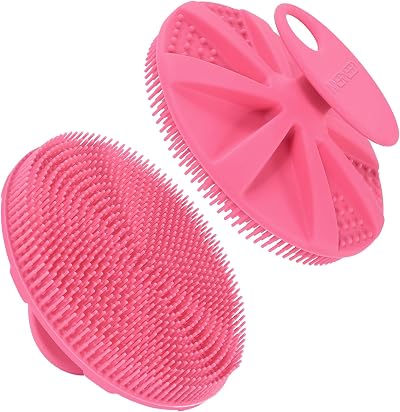 INNERNEED Food-Grade Silicone Body Scrubber Pink Handheld Shower Brush