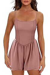 Ekouaer Womens Summer Sleeveless Workout Rompers